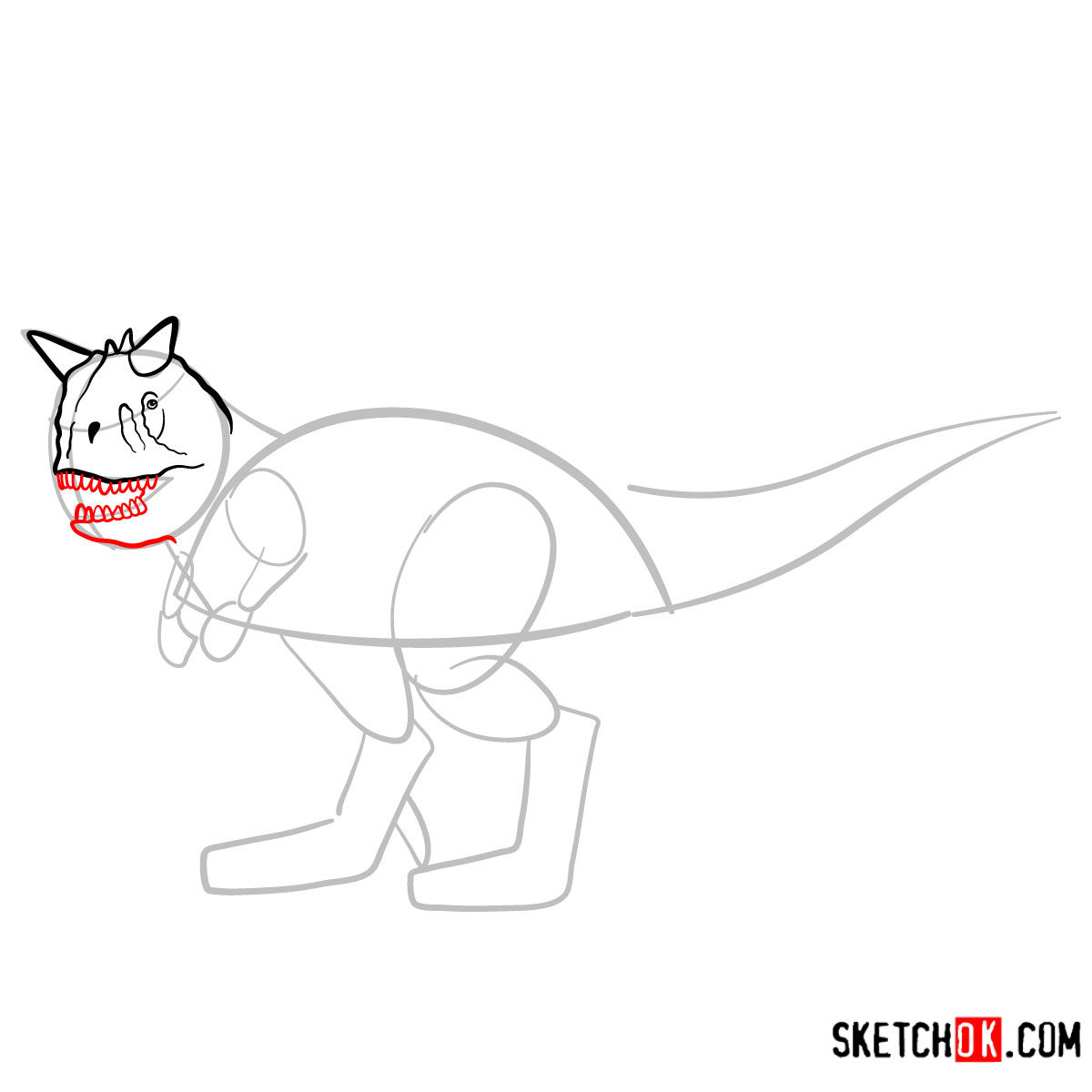 How to draw a Carnotaurus | Extinct Animals - step 05