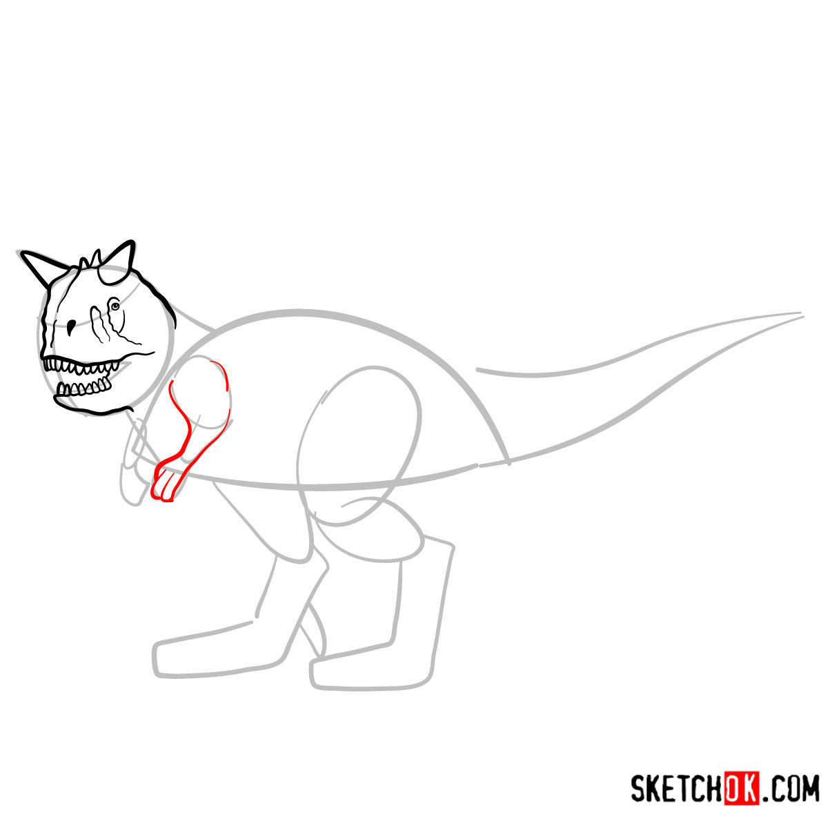 How to draw a Carnotaurus | Extinct Animals - step 06