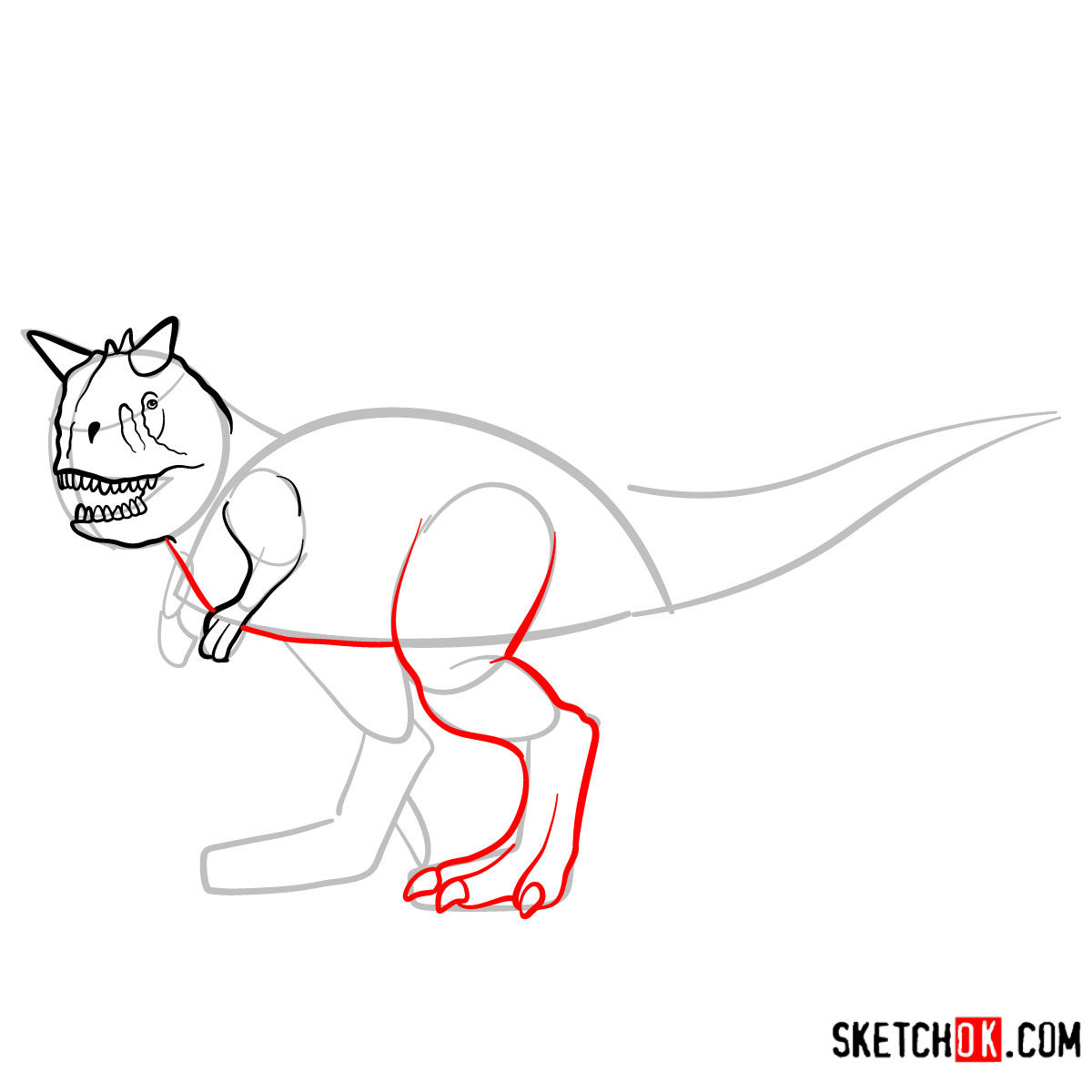 How to draw a Carnotaurus | Extinct Animals - step 07