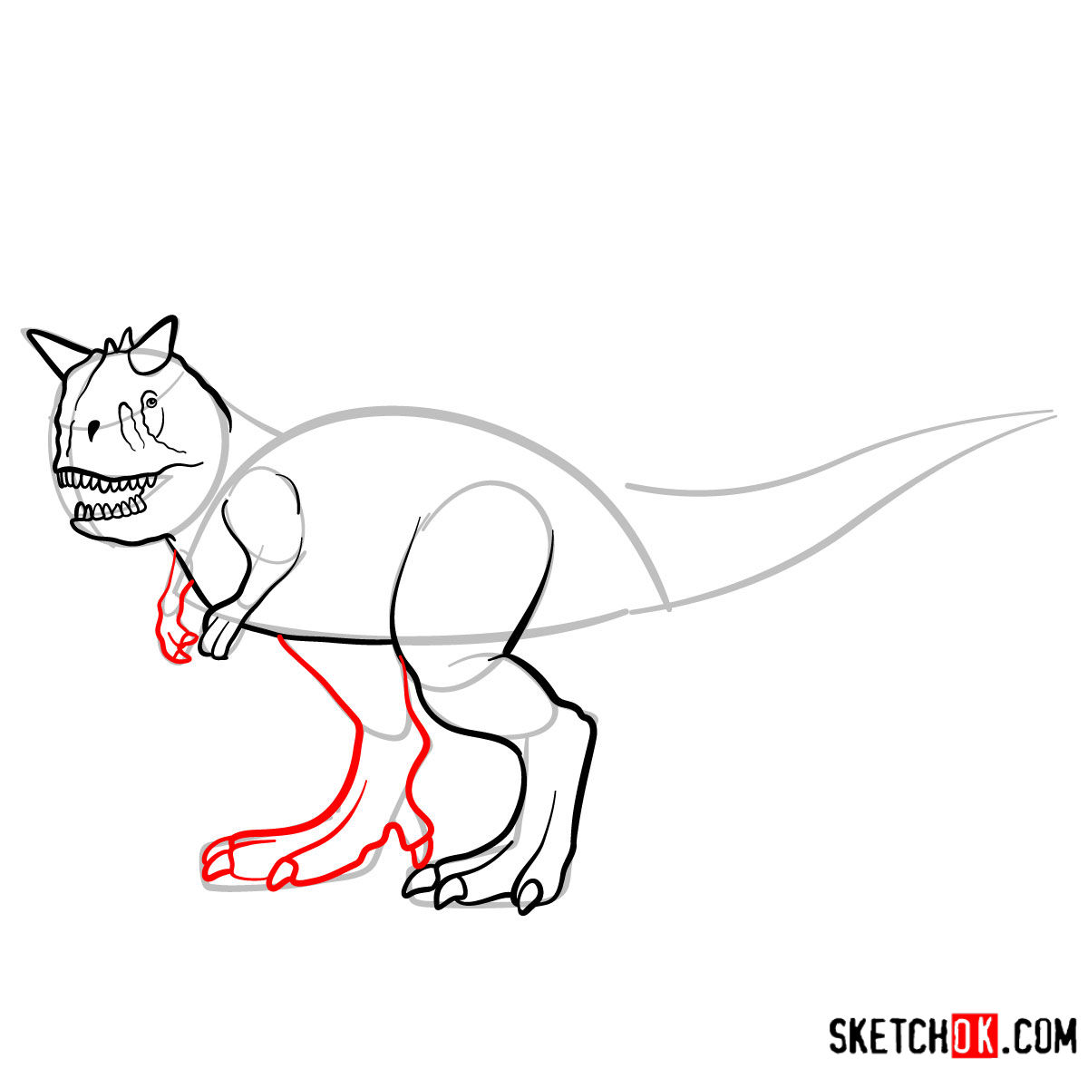 How to draw a Carnotaurus | Extinct Animals - step 08