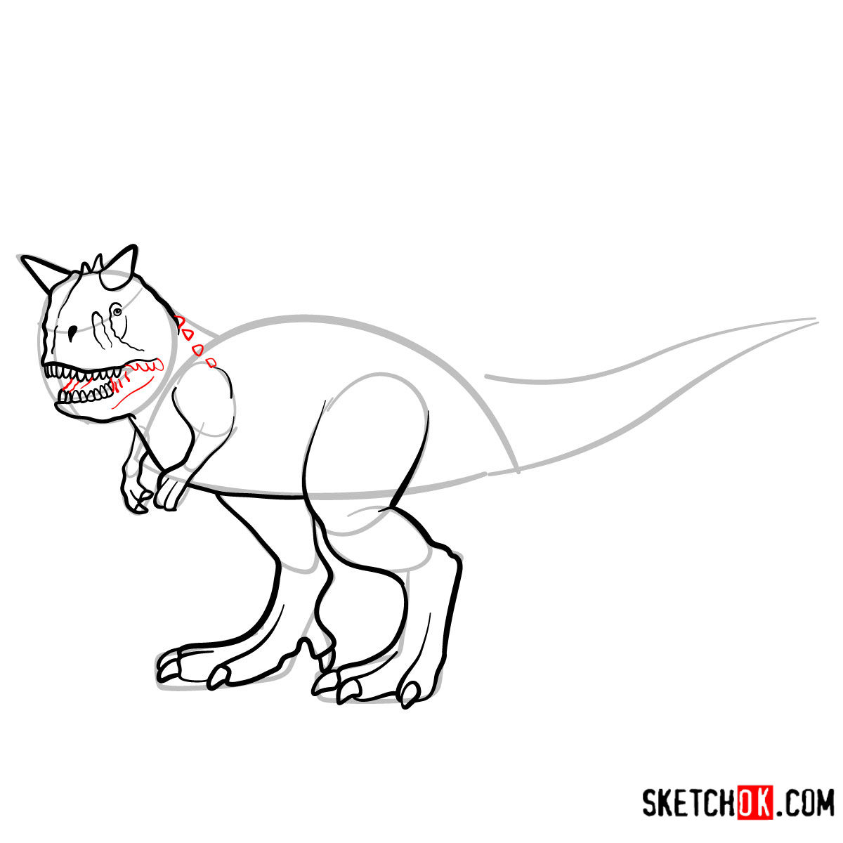 How to draw a Carnotaurus | Extinct Animals - step 09