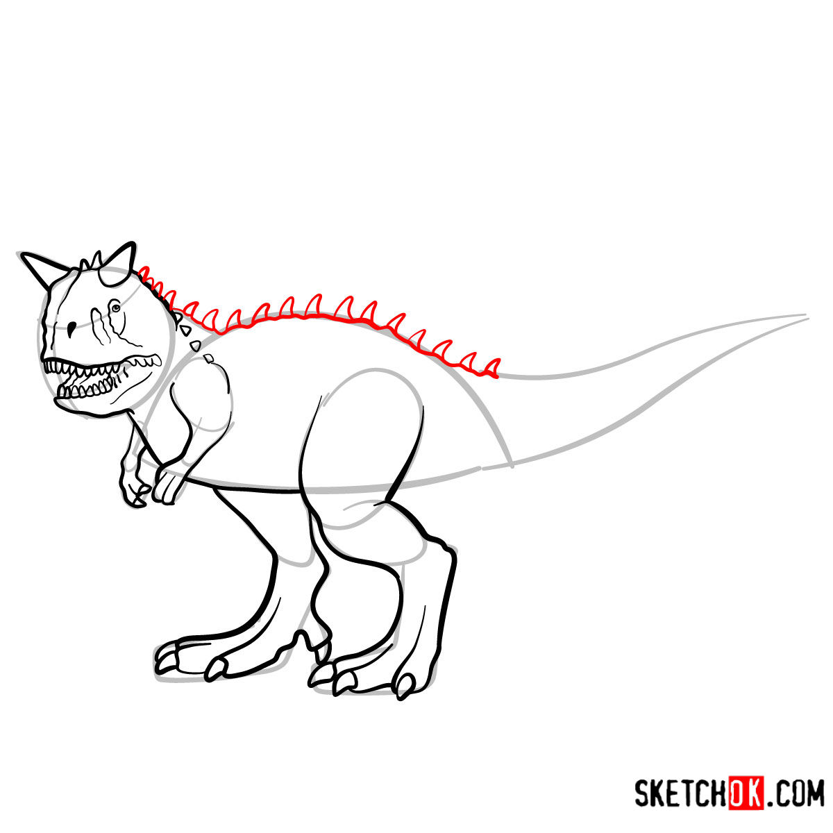 How to draw a Carnotaurus | Extinct Animals - step 10