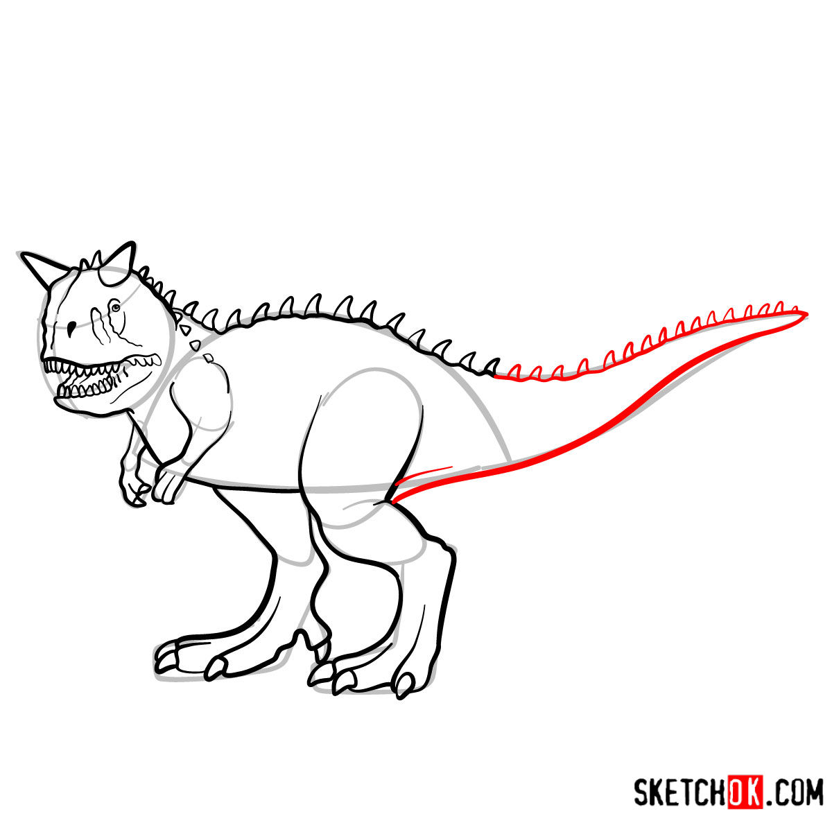How to draw a Carnotaurus | Extinct Animals - step 11