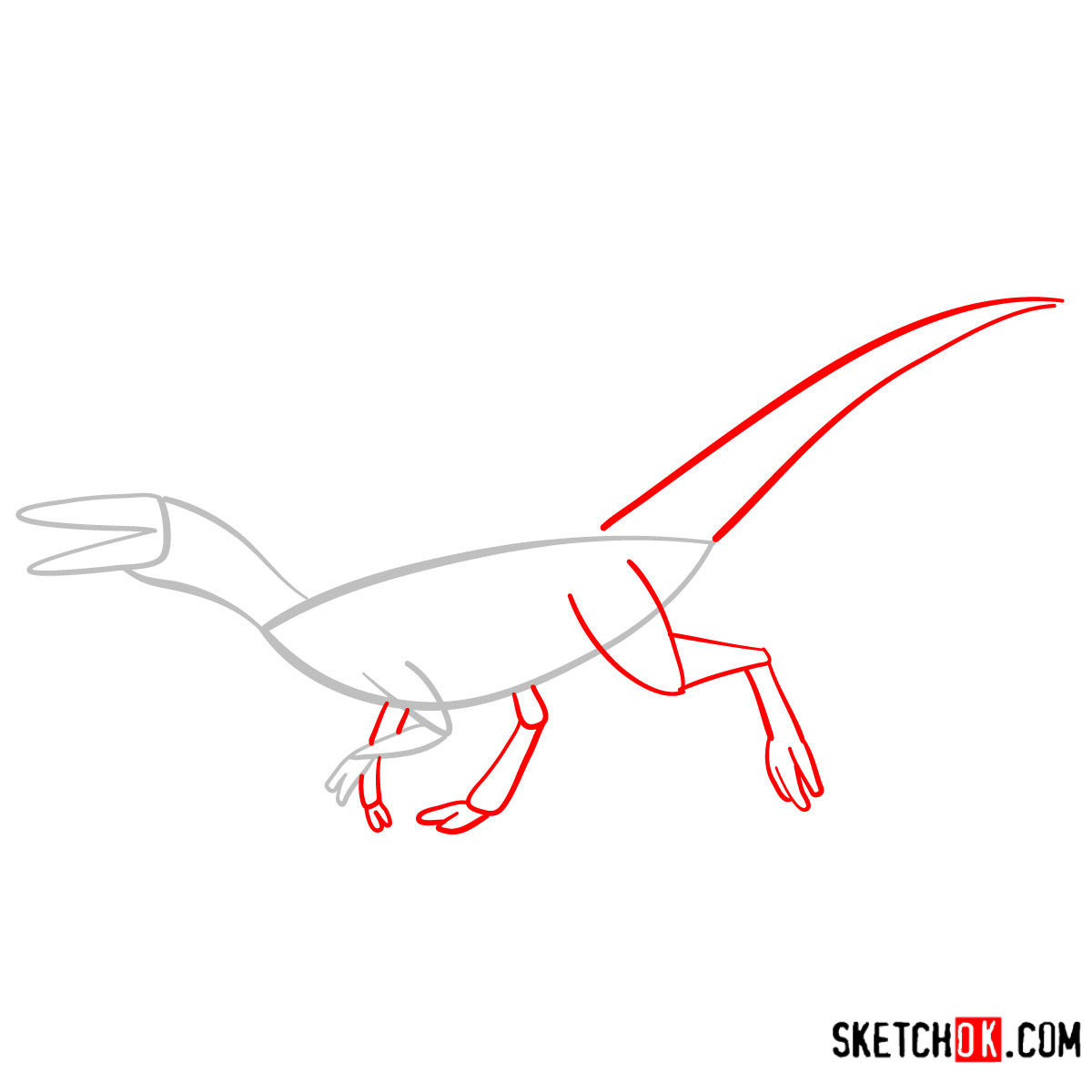 How to draw a Compsognathus | Extinct Animals - step 02