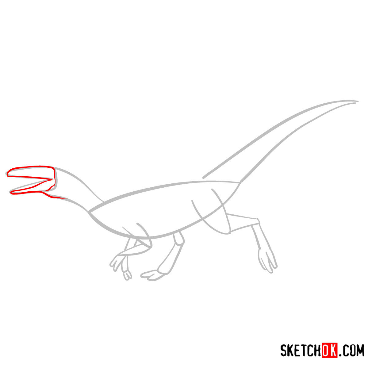 How to draw a Compsognathus | Extinct Animals - step 03