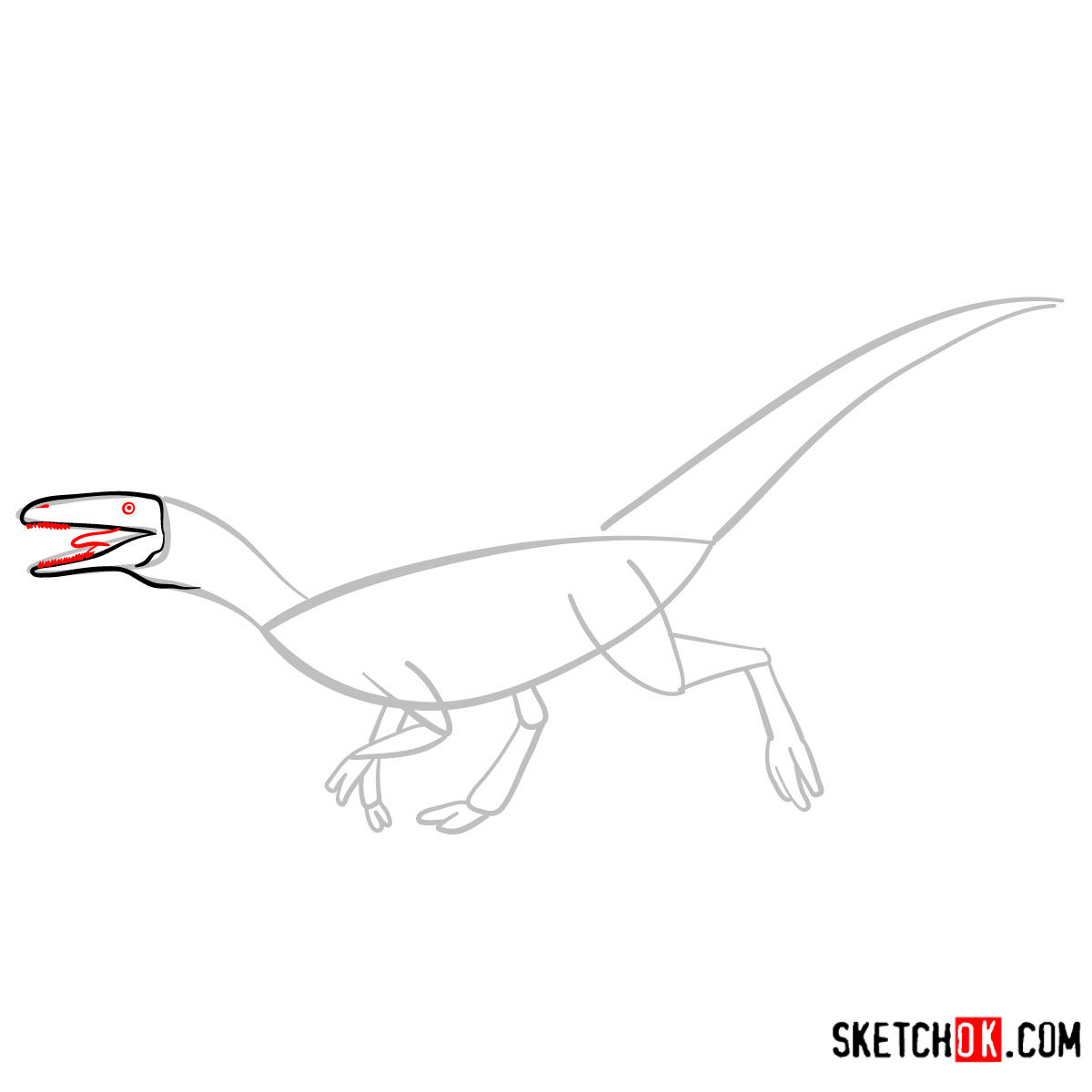 How to draw a Compsognathus Extinct Animals Sketchok easy drawing