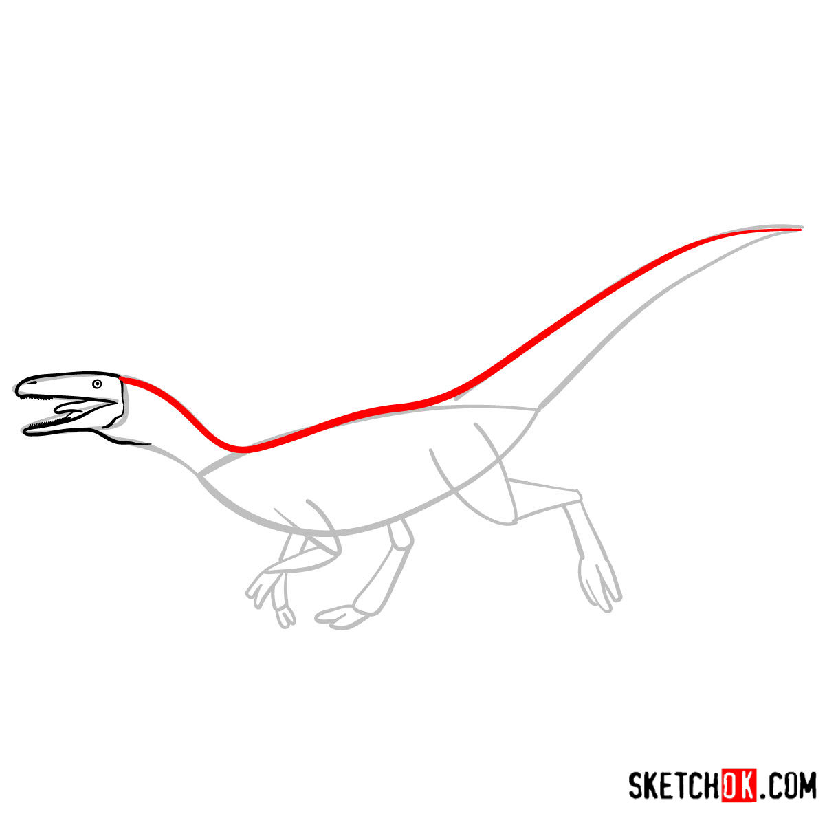 How to draw a Compsognathus | Extinct Animals - step 05