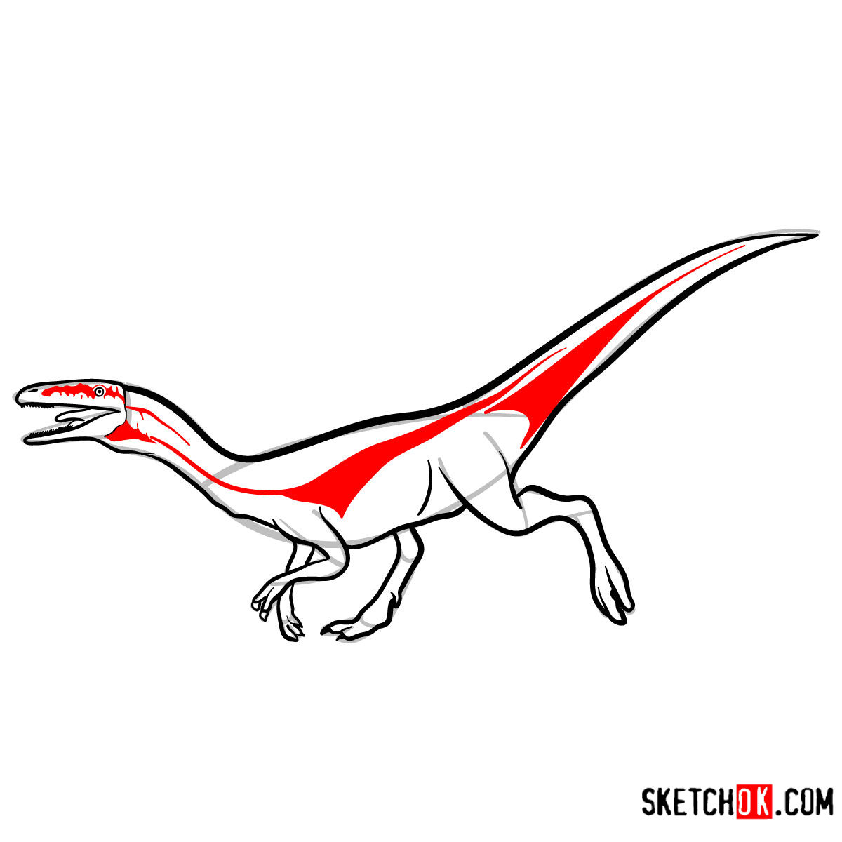 How to draw a Compsognathus | Extinct Animals - step 09