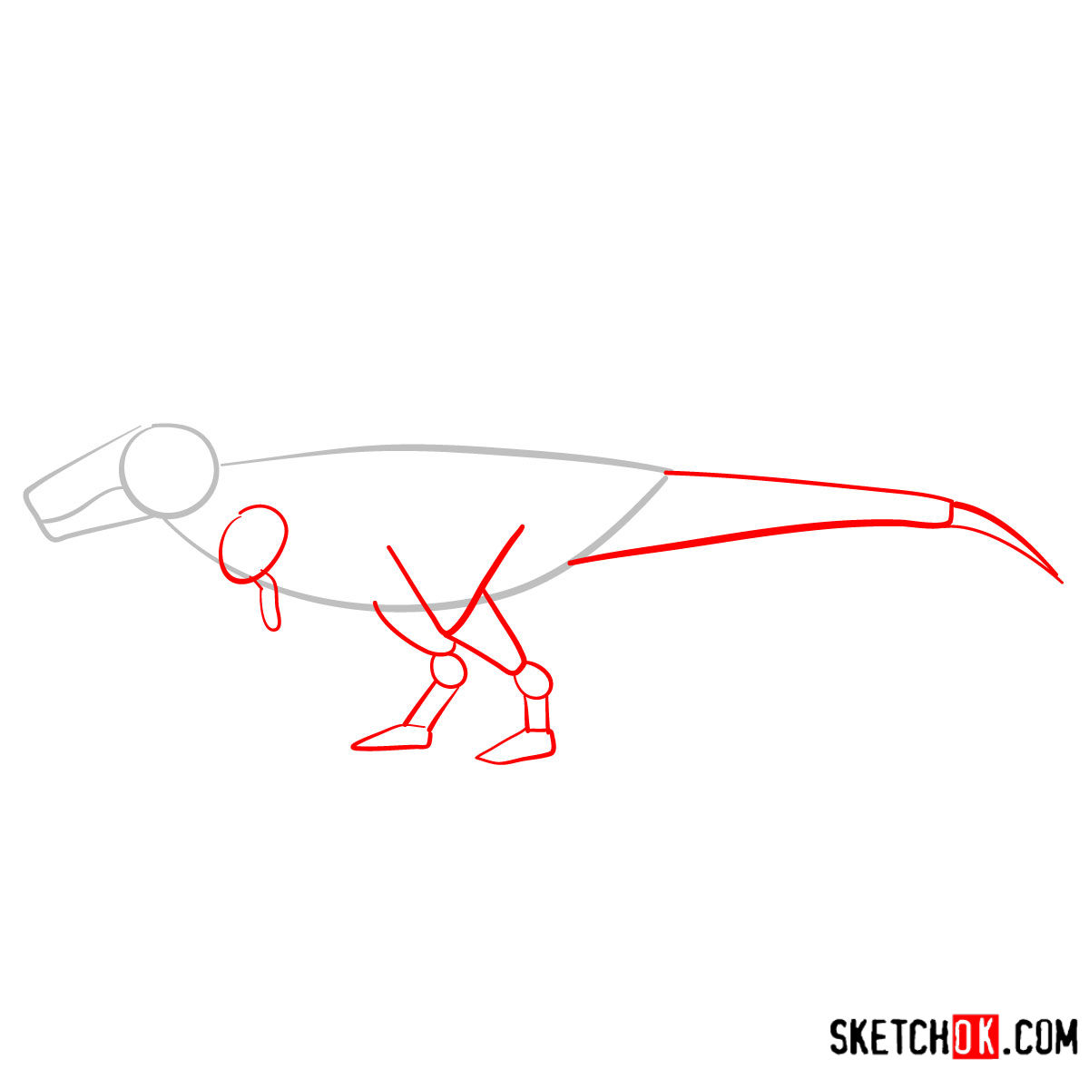 How to draw a Tarbosaurus | Extinct Animals - step 02