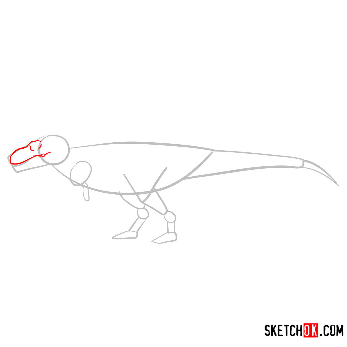 How to draw a Tarbosaurus | Extinct Animals - step 03