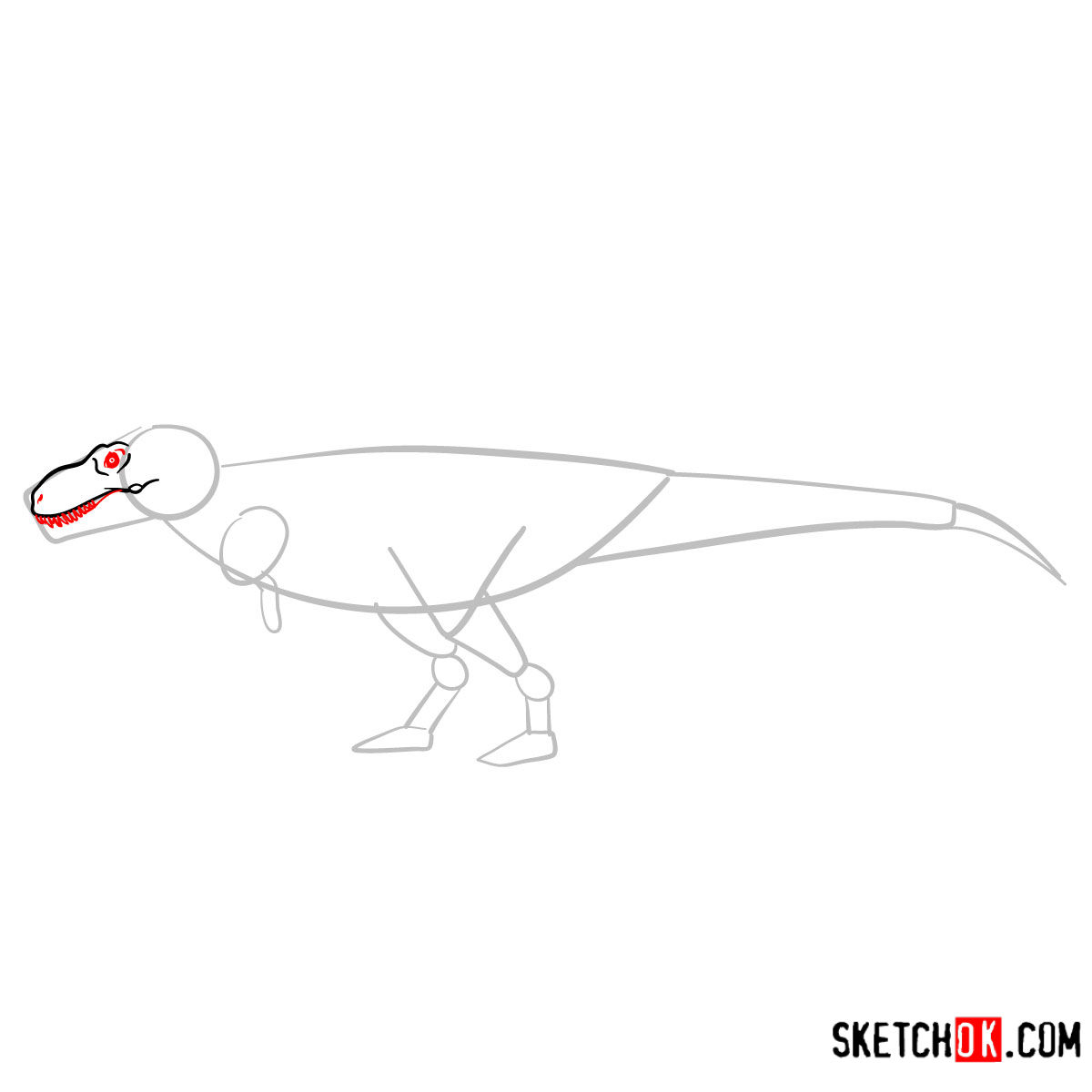 How to draw a Tarbosaurus | Extinct Animals - step 04