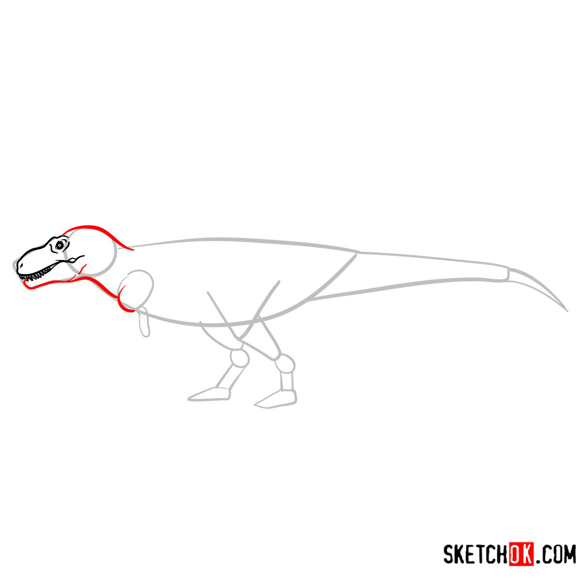 How to draw a Tarbosaurus | Extinct Animals - step 05