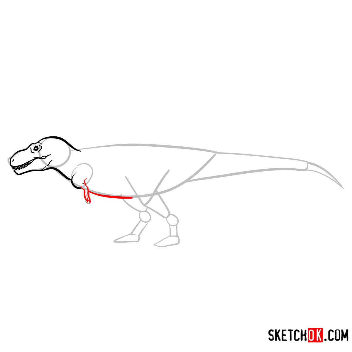 How to draw a Tarbosaurus | Extinct Animals - step 06