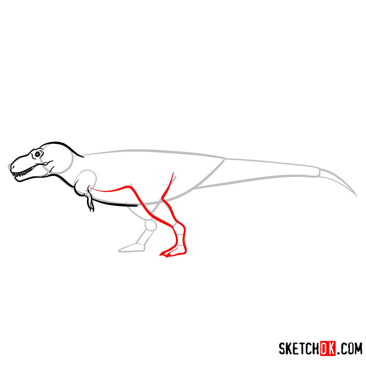 How to draw a Tarbosaurus | Extinct Animals - step 07