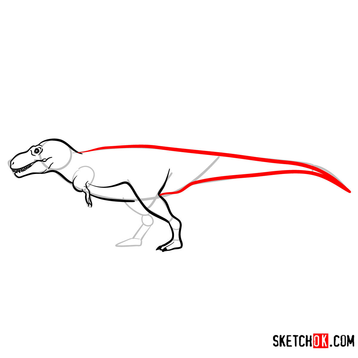 How to draw a Tarbosaurus | Extinct Animals - step 08