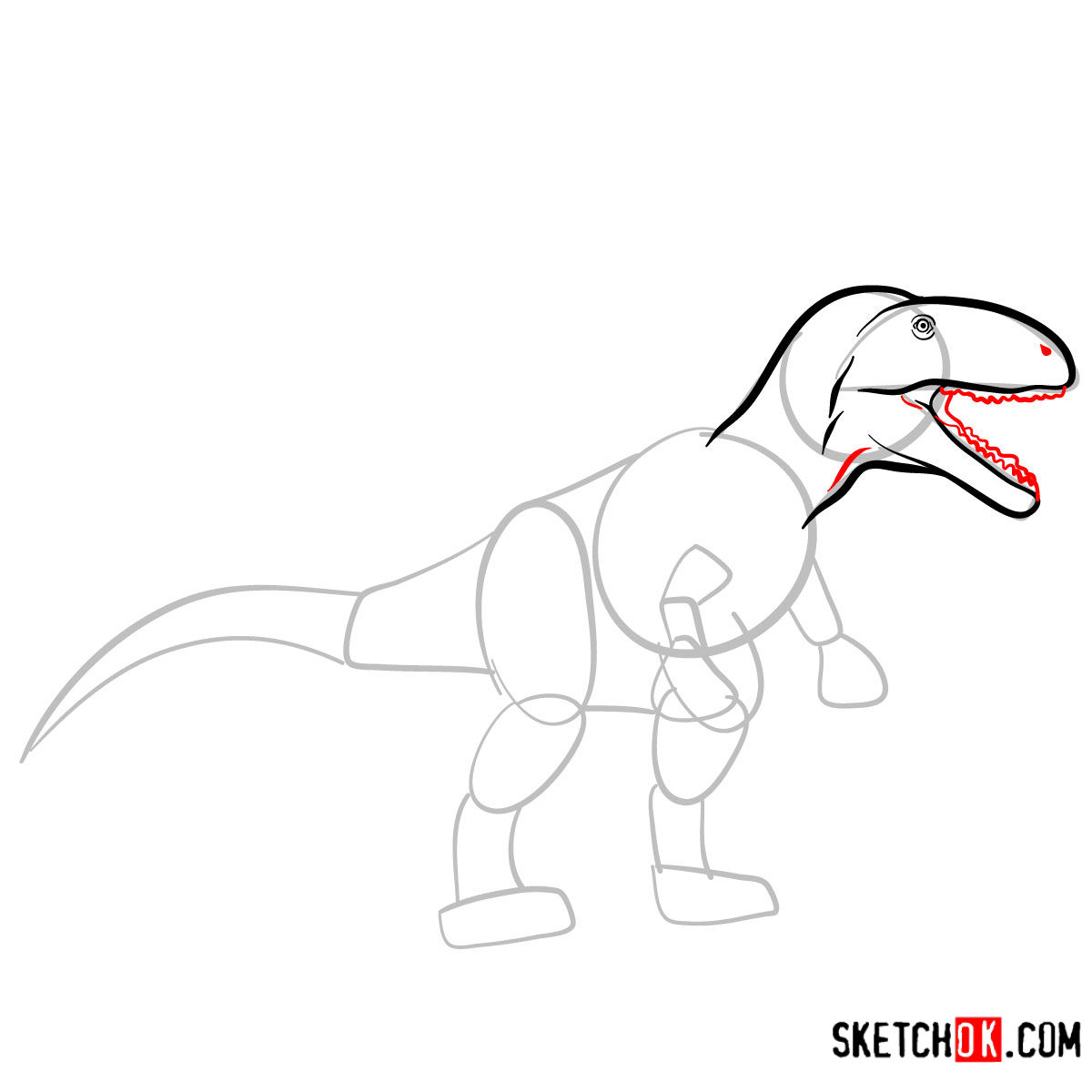 How to draw a Carcharodontosaurus | Extinct Animals - step 05