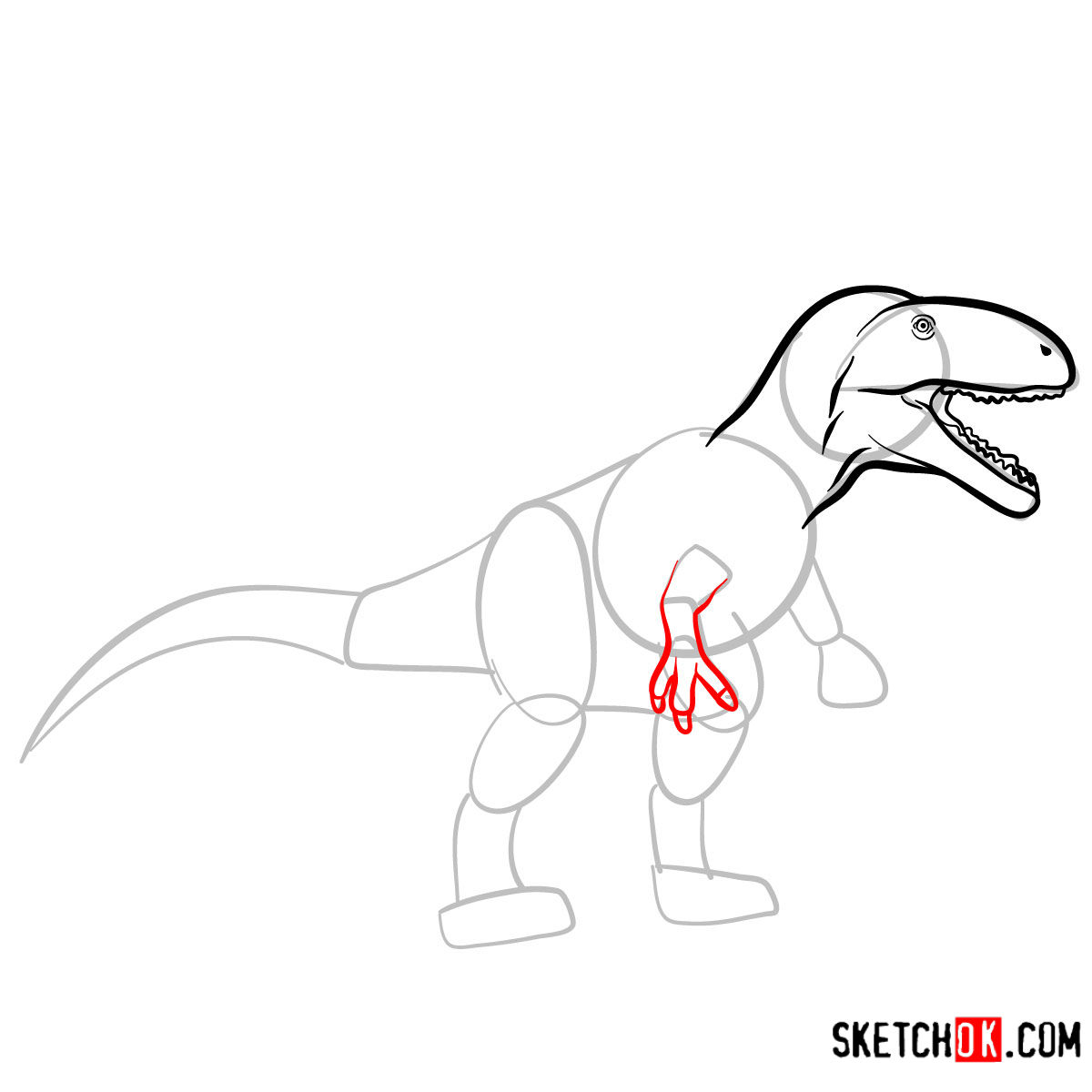 How to draw a Carcharodontosaurus | Extinct Animals - step 06