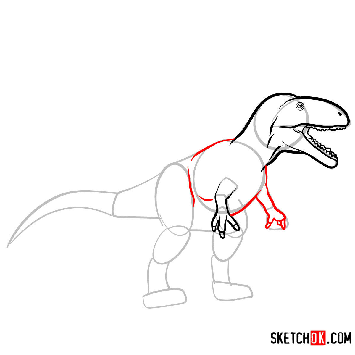 How to draw a Carcharodontosaurus | Extinct Animals - step 07