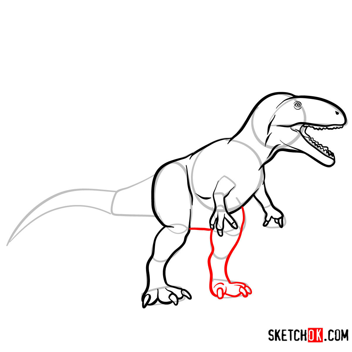 How to draw a Carcharodontosaurus | Extinct Animals - step 09