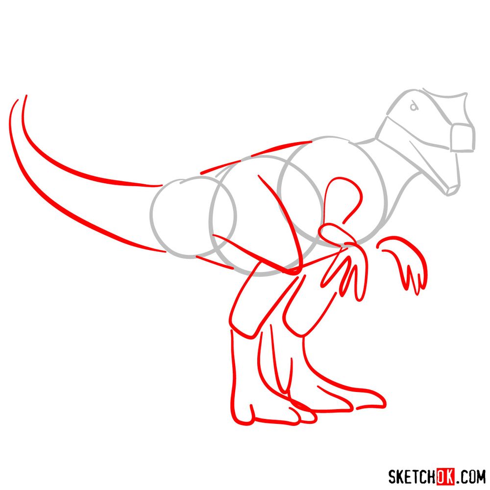 How to draw an allosaurus - step 02