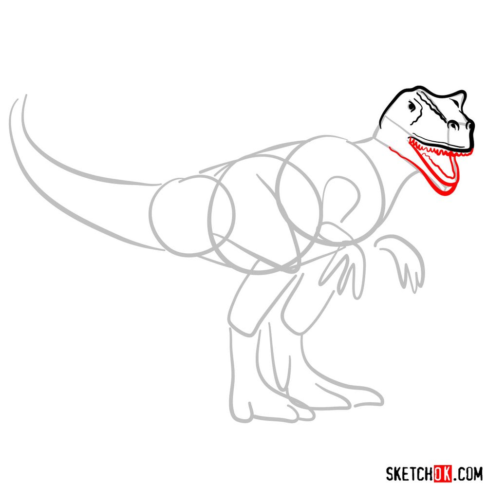 How to draw an allosaurus - step 04
