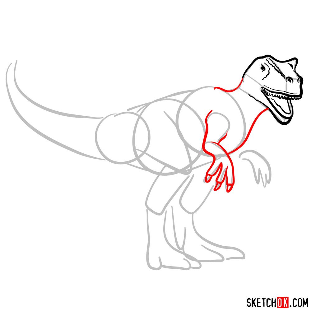 How to draw an allosaurus - step 05
