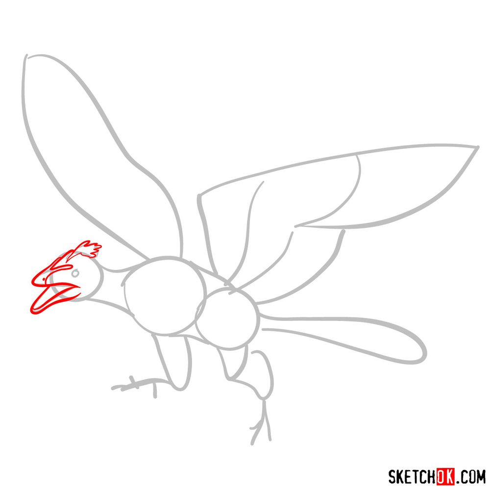 How to draw an archaeopteryx - step 03