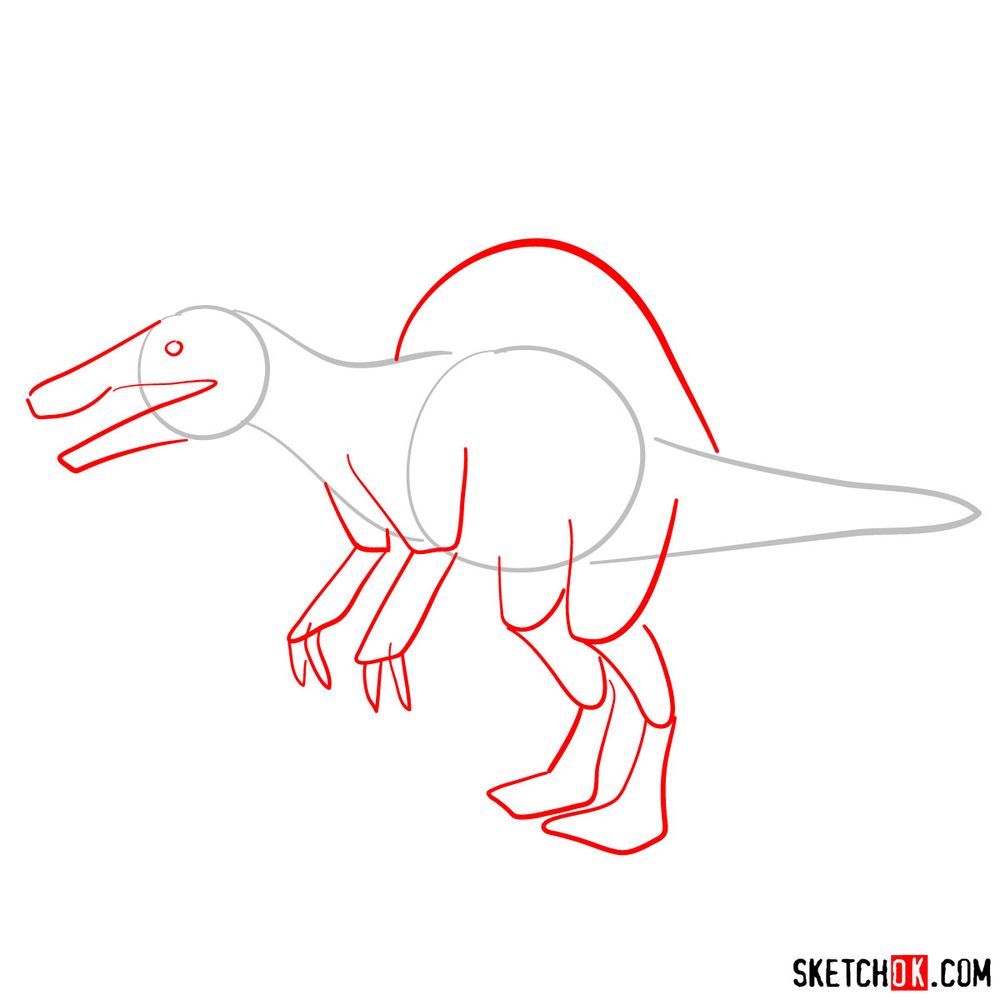 How to draw a spinosaurus - step 02