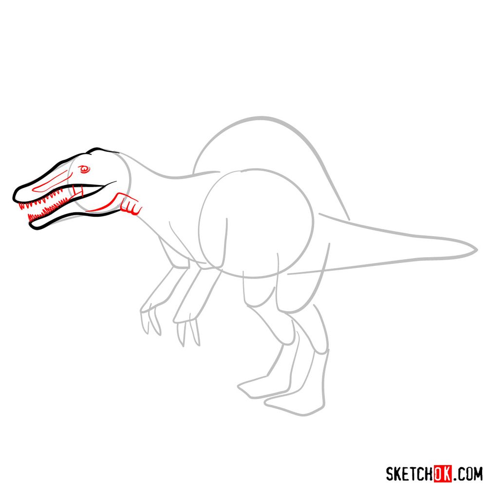 How to draw a spinosaurus - step 04