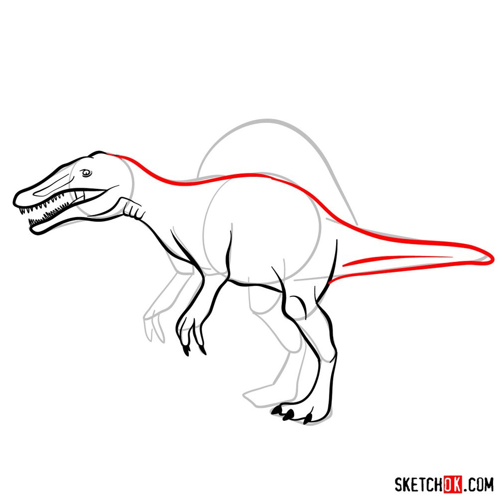 How to draw a spinosaurus - step 07