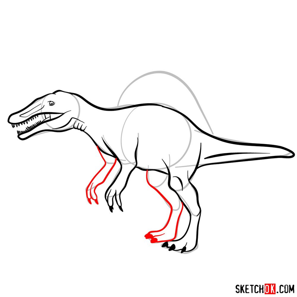 How to draw a spinosaurus - step 08