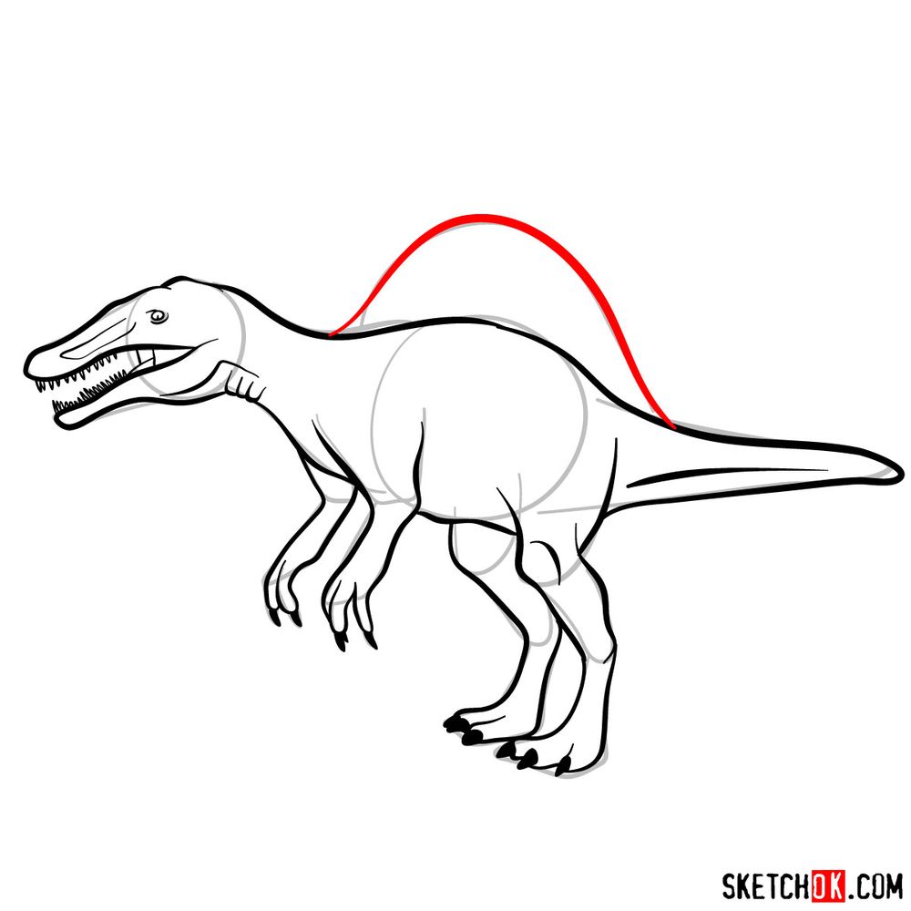 How to draw a spinosaurus - step 09