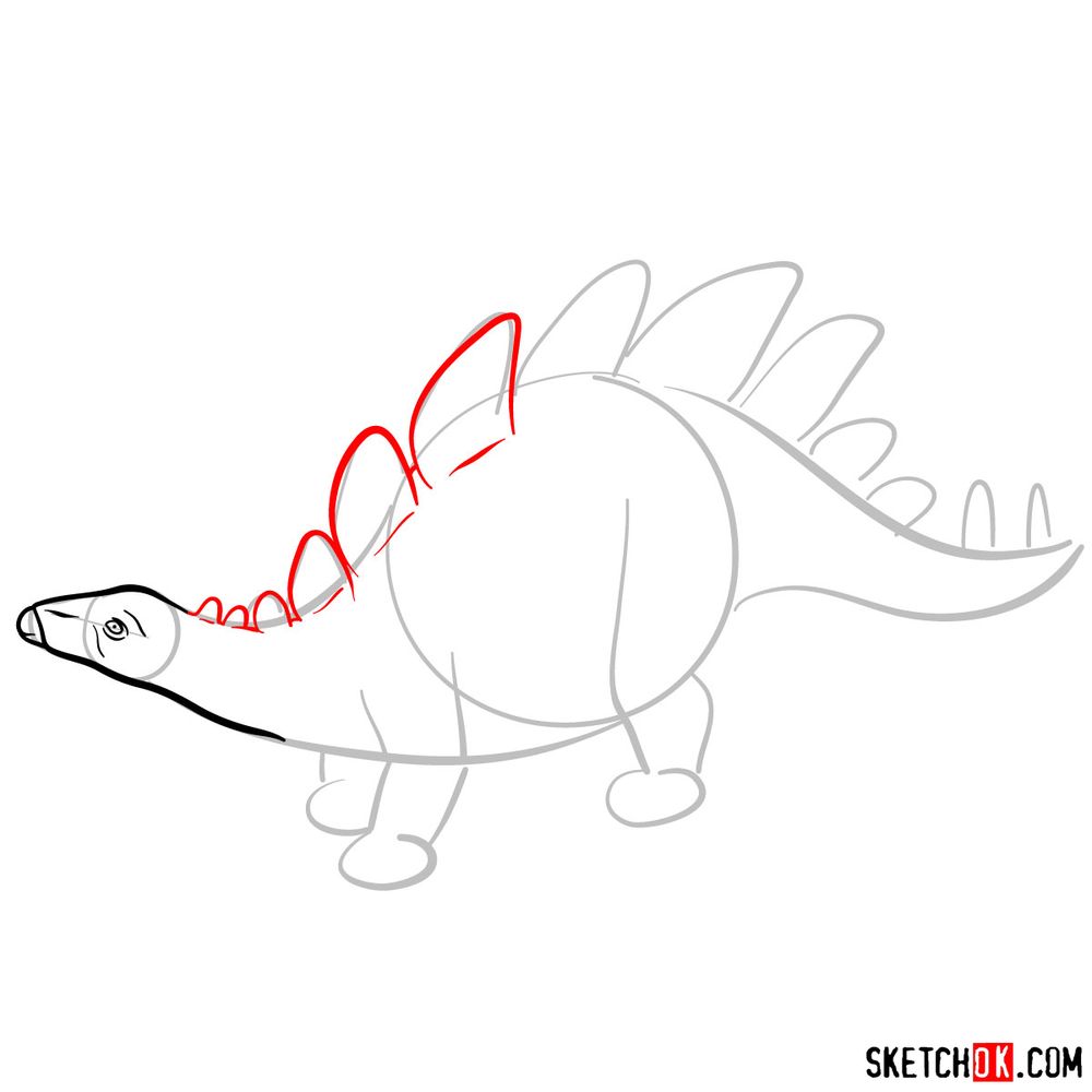 How to draw a stegosaurus - step 04
