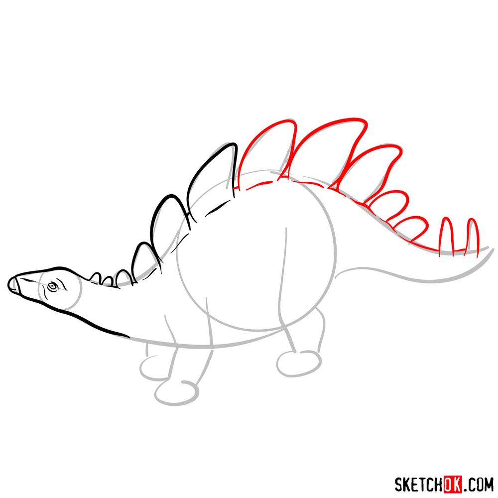 How to draw a stegosaurus - step 05