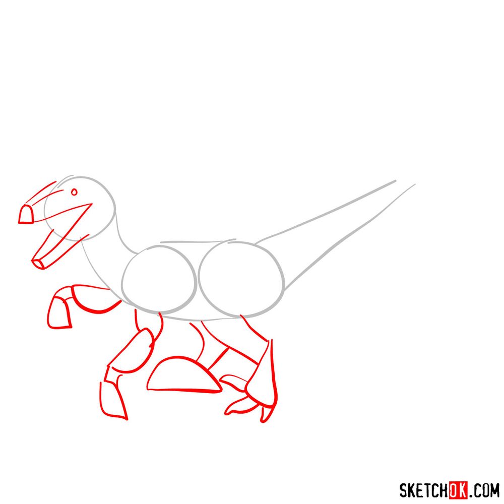 How to draw a velociraptor - step 02