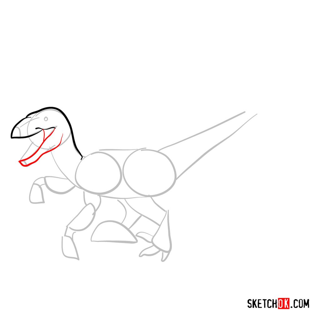 How to draw a velociraptor - step 04