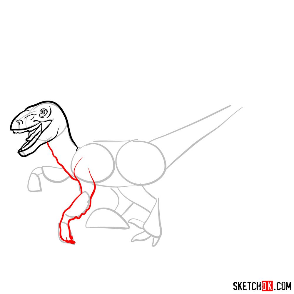 How to draw a velociraptor - step 07