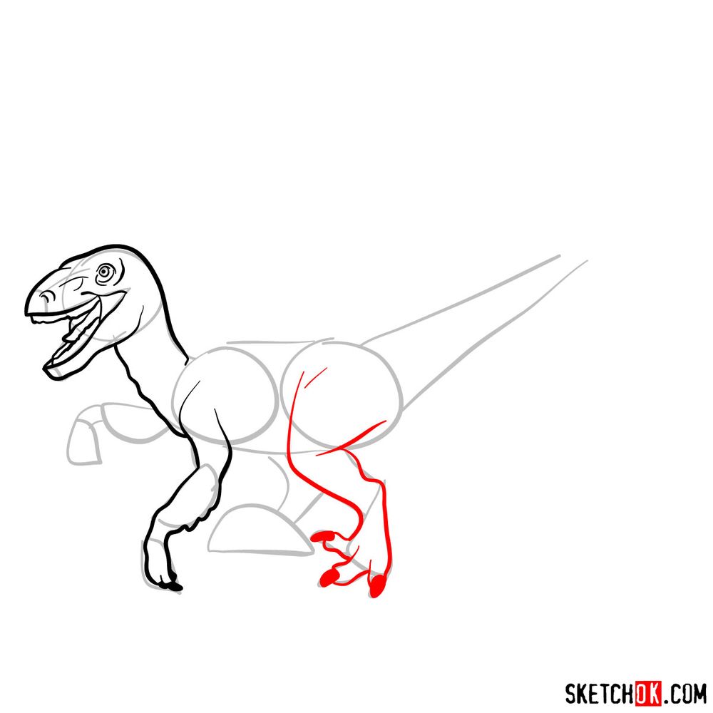 How to draw a velociraptor - step 08