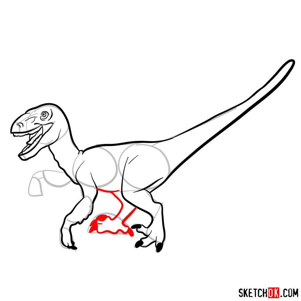 How to draw a velociraptor - step 10