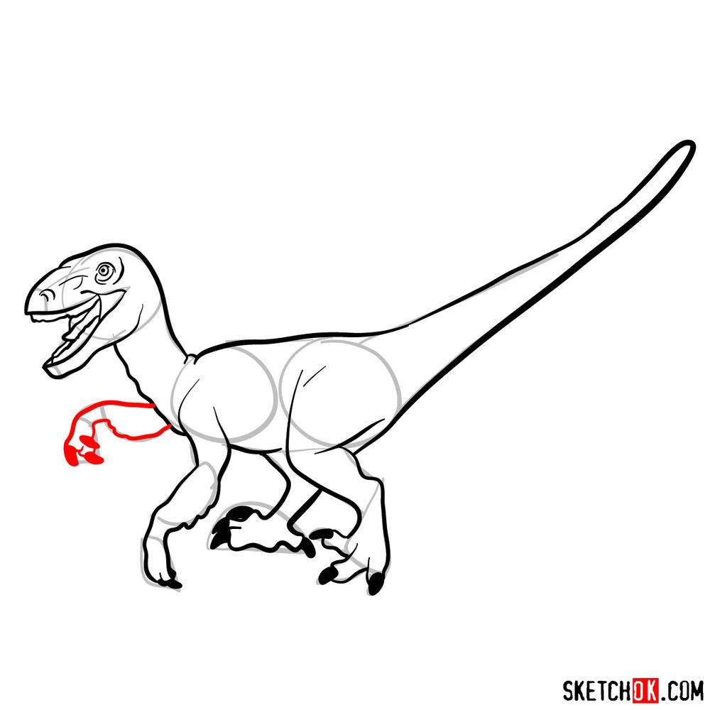 How to draw a velociraptor - step 11