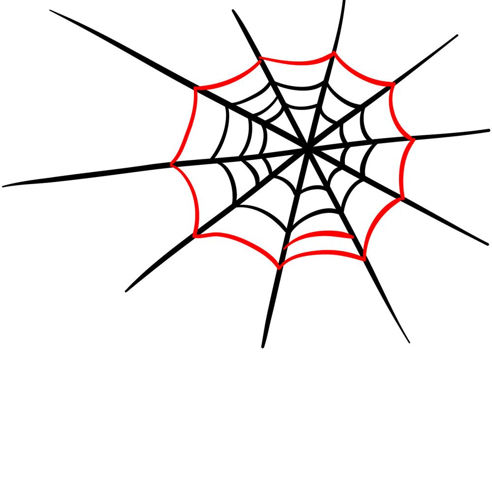 How to draw a Spider on a Web - step 06