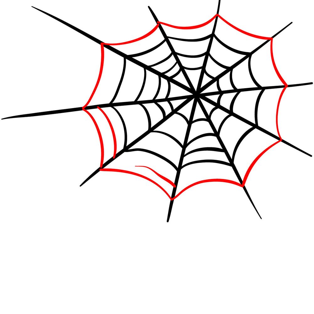 How to draw a Spider on a Web - step 07