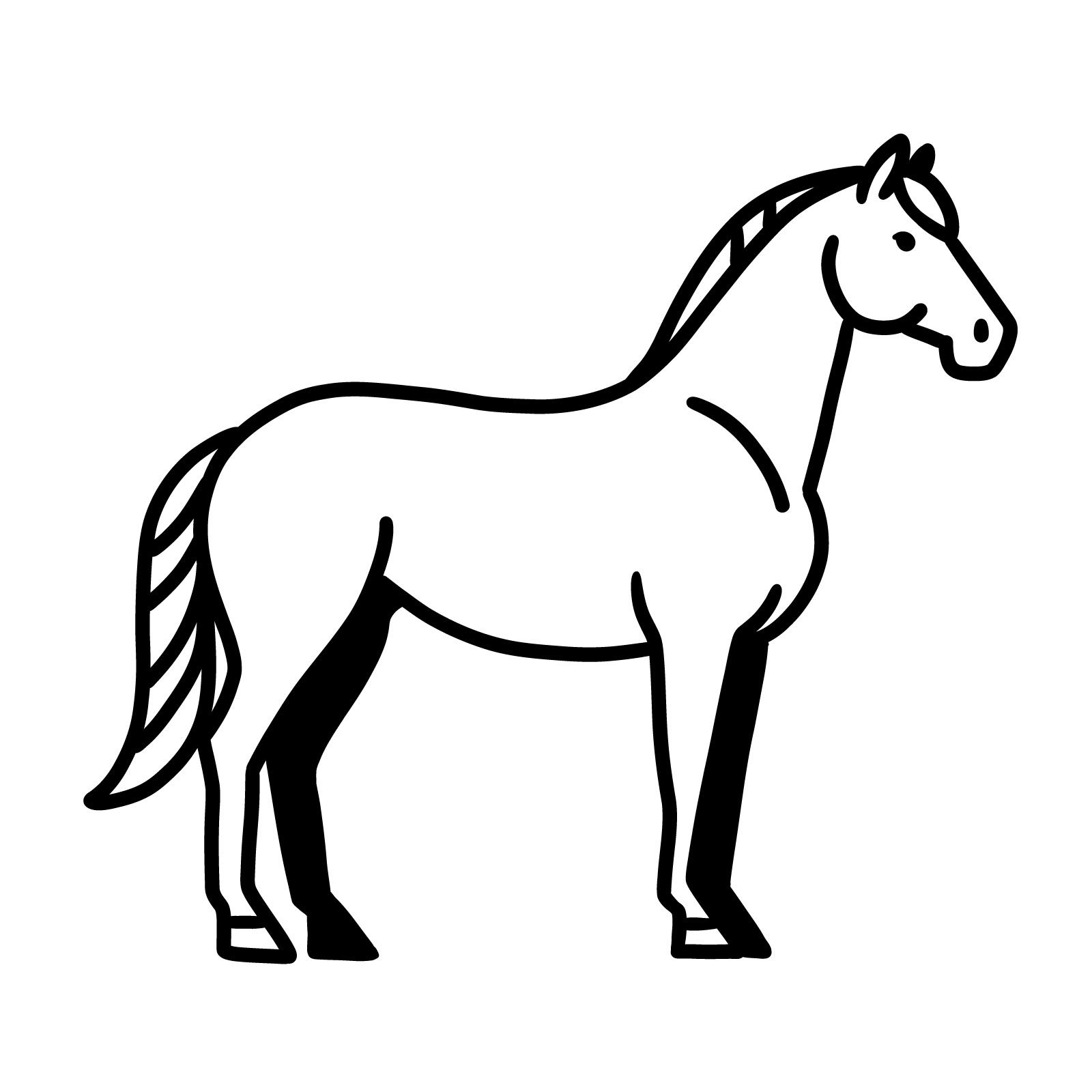 How to draw a simple Horse standing sideways quickly - final step