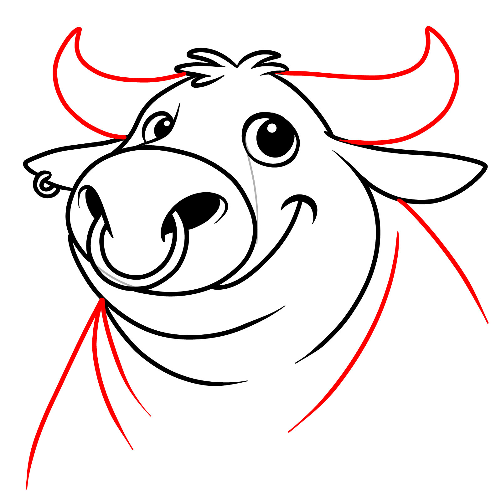 How to Draw a Cartoon Bull Character - step 09