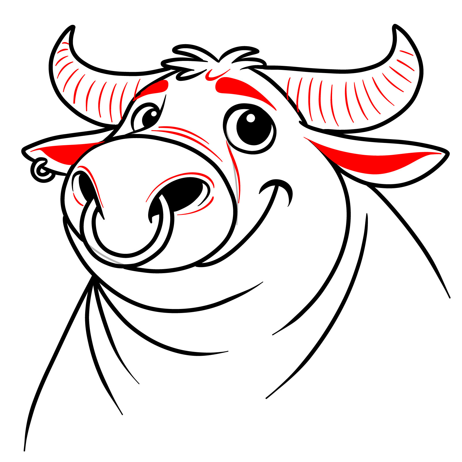 How to Draw a Cartoon Bull Character - step 10