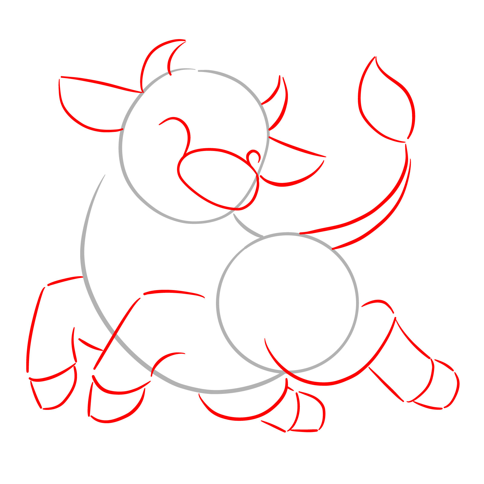 How to Draw a Happy Young Bull - step 02