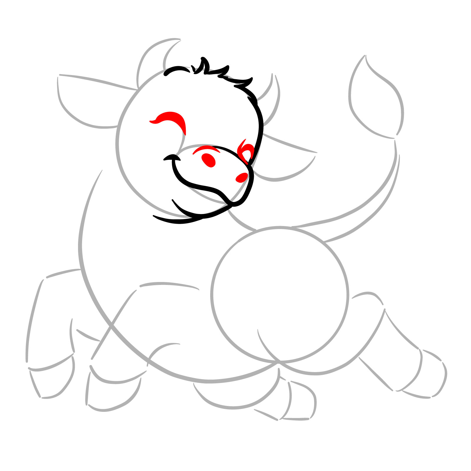 How to Draw a Happy Young Bull - step 05