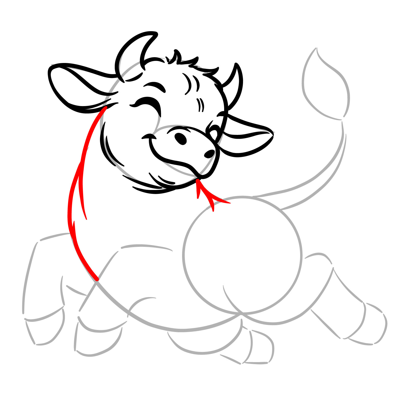 How to Draw a Happy Young Bull - step 09