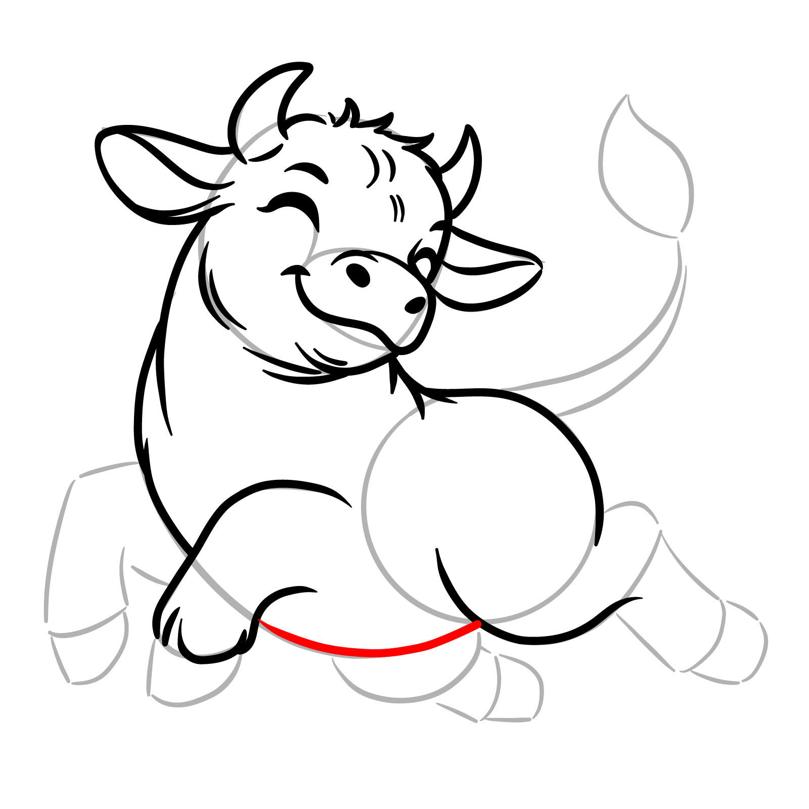 How to Draw a Happy Young Bull - step 12