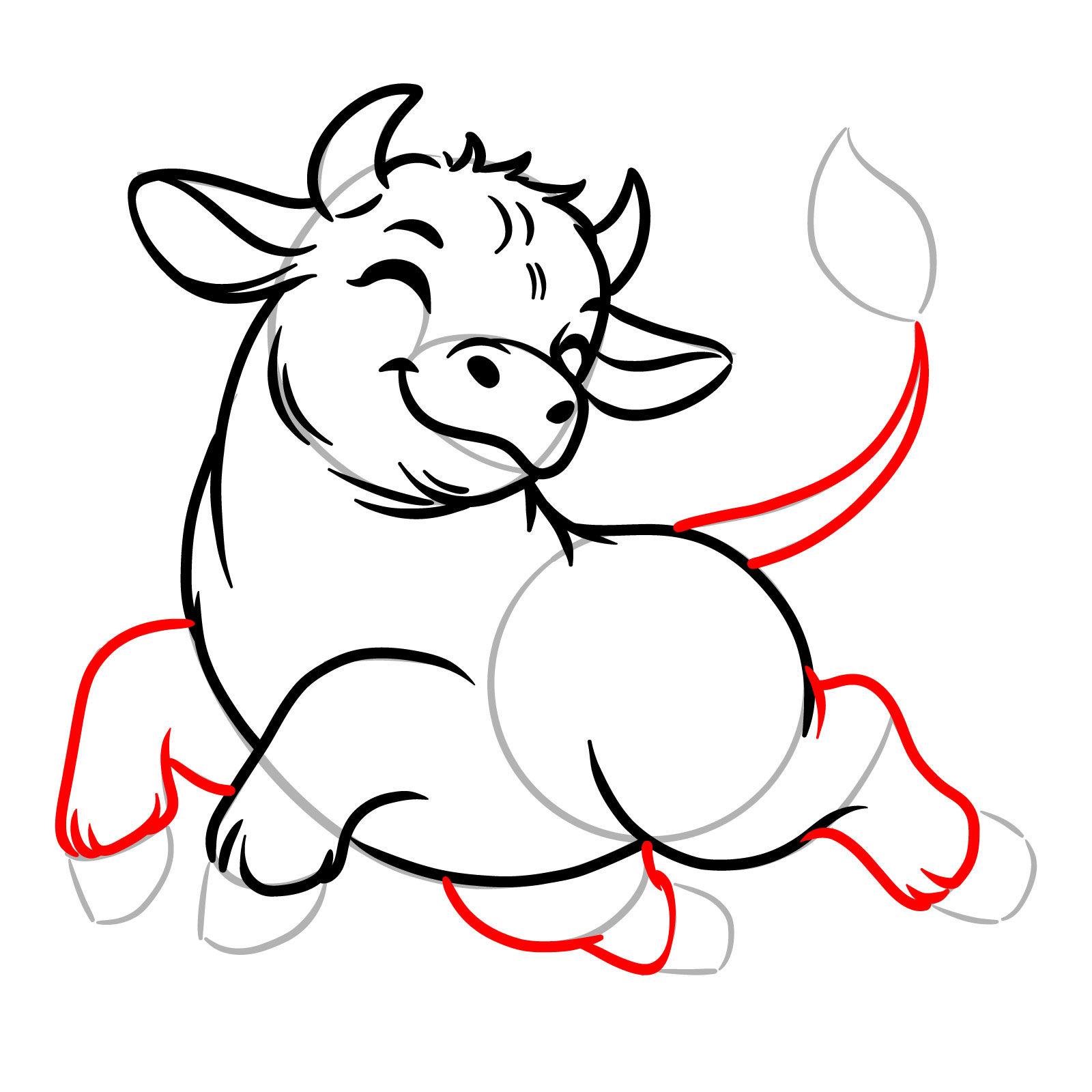 How to Draw a Happy Young Bull - step 13